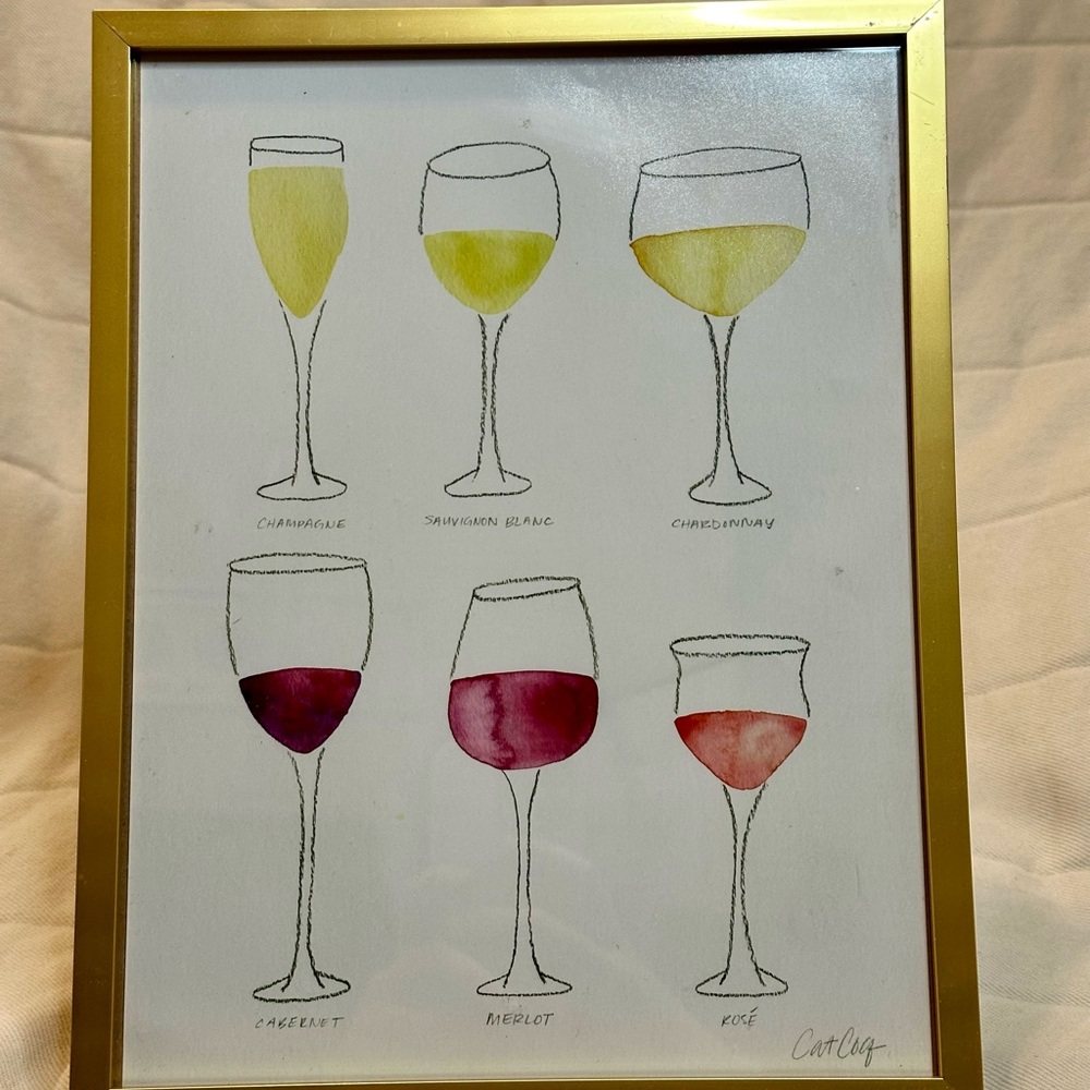 Gold Framed Wine Glass Art Print